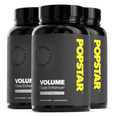 Three bottles of Popstar Volume + Taste Enhancer on a white background